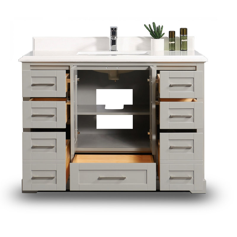 Meuble-lavabo simple l 48 po x P 22 po x H 36 po Eser, Blanc, bordure double ogee