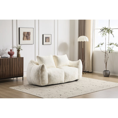 Fauteuil à billes ultra doux et moelleux pour adultes, couleur blanche, chaise longue d'intérieur surdimensionnée avec coussins, aucun assemblage requis, fauteuil de chasse, assemblage, support durable