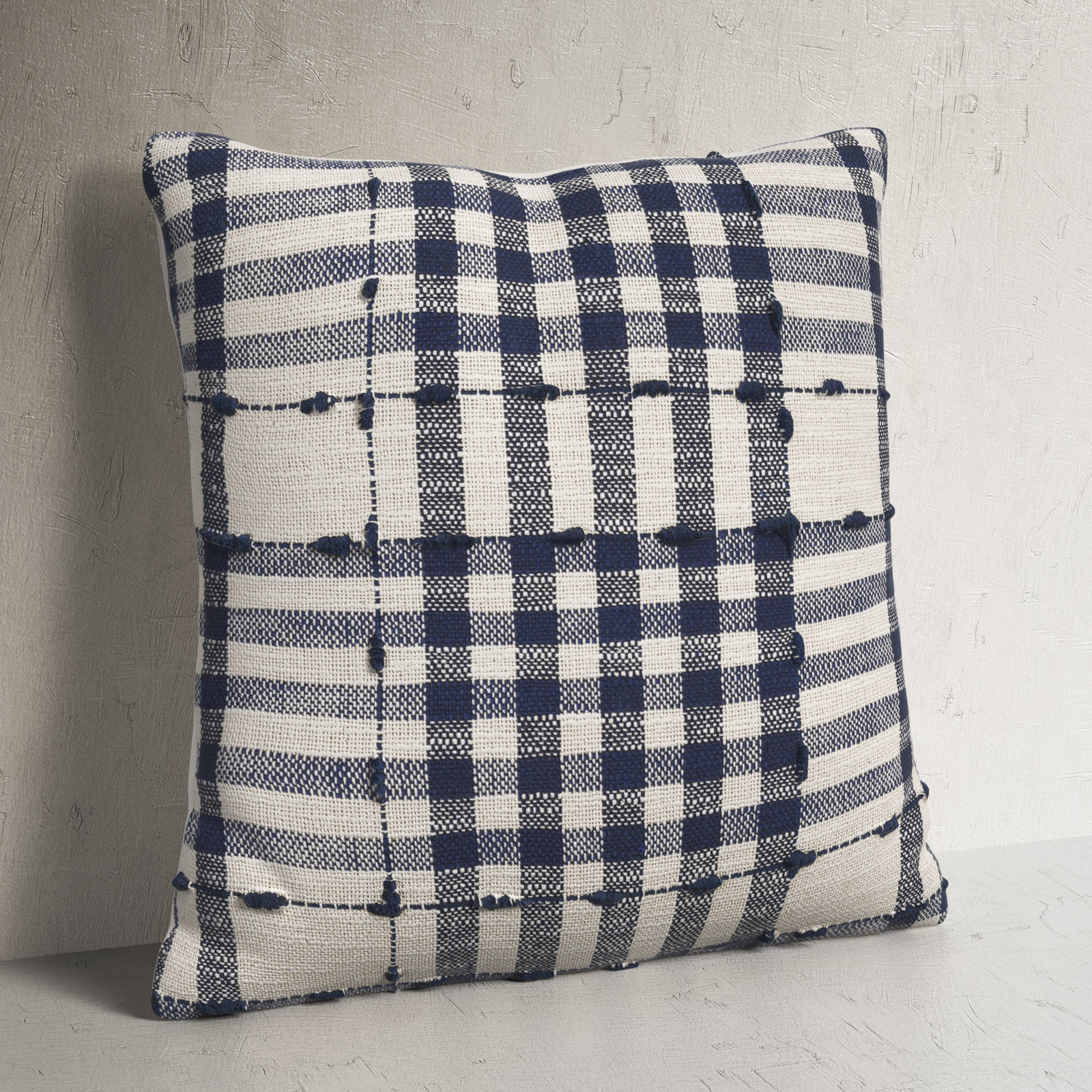 Marigold Plaid Cotton Throw Pillow, 18" x 18"
