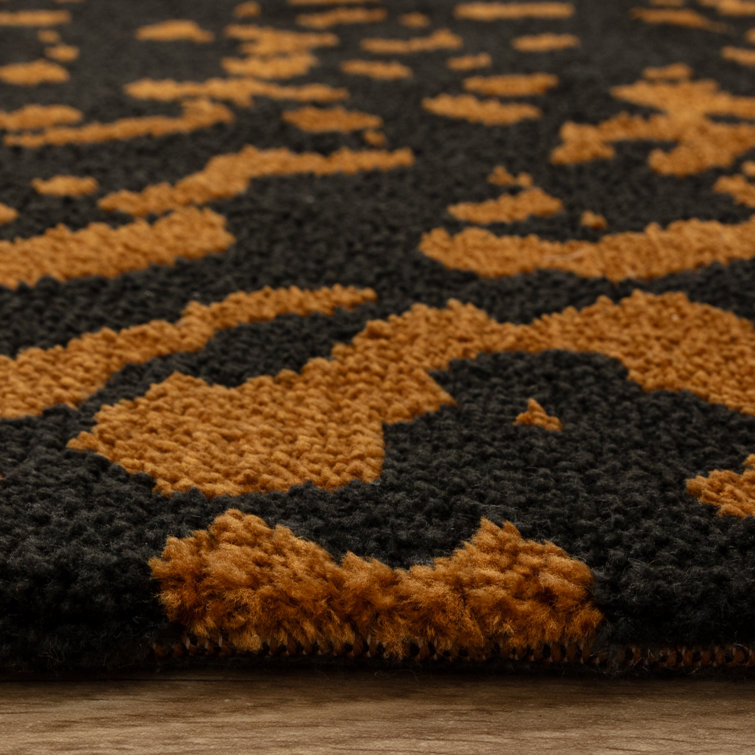 Alaisdair Splash Abstract Black Orange Area Rug