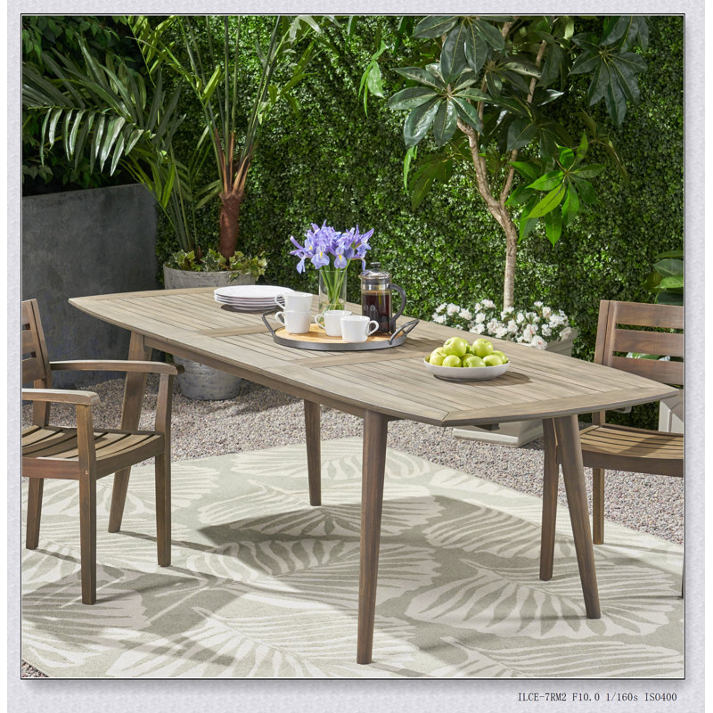 Table de salle à manger d'extérieur extensible en bois d'acacia