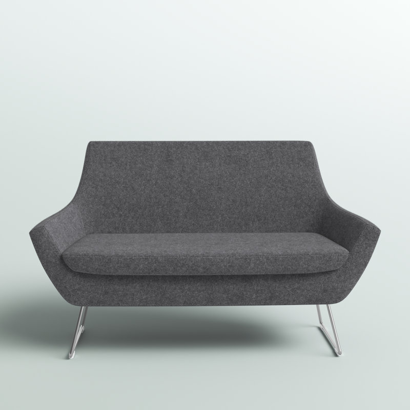 Lakewood Fabric 58'' Reception Loveseat, Dark Gray