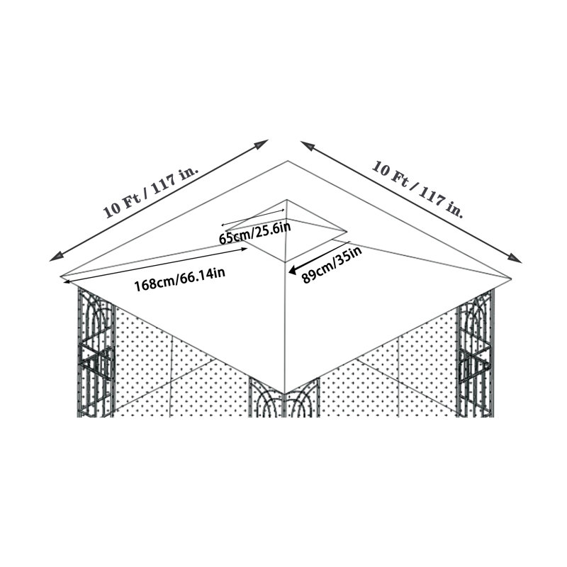 Auvent de remplacement pour abri de jardin gris pour patio de 10 pi x 10 pi, tissu, protection, résistance à l'eau, toile de toit double facile à assembler, répulsif, façon simple