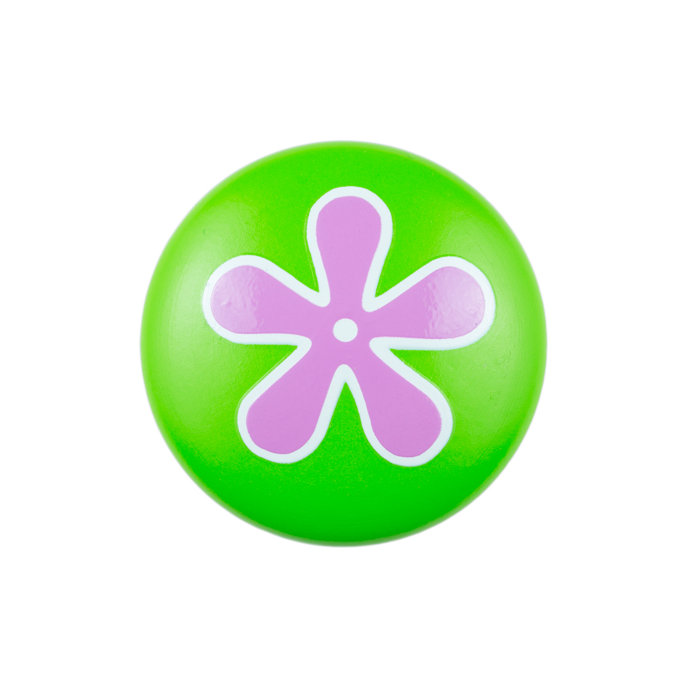 Peint à la main 1 1/2 po vert avec bouton fleur rose