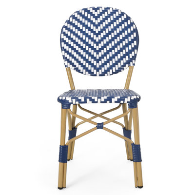 French Bistro Outdoor Chairs, Pe , Aluminum, Navy Blue, Print, Rust Garden Seat And Aluminum Design, , Sitting