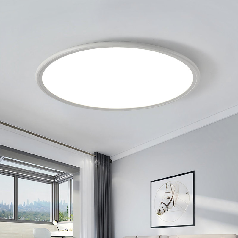 1 - Light 15.8" Simple Round Acrylic LED Flush Mount, White, 15.75" W (4500K)