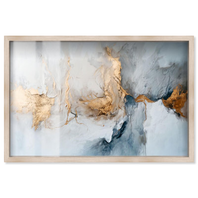 Toile de nuances dorées, art mural bleu par Art Remedy