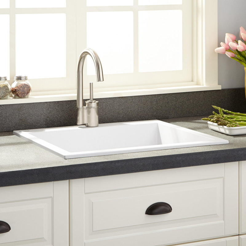 Holcomb 22" L Drop-In Kitchen Sink, Cloud White