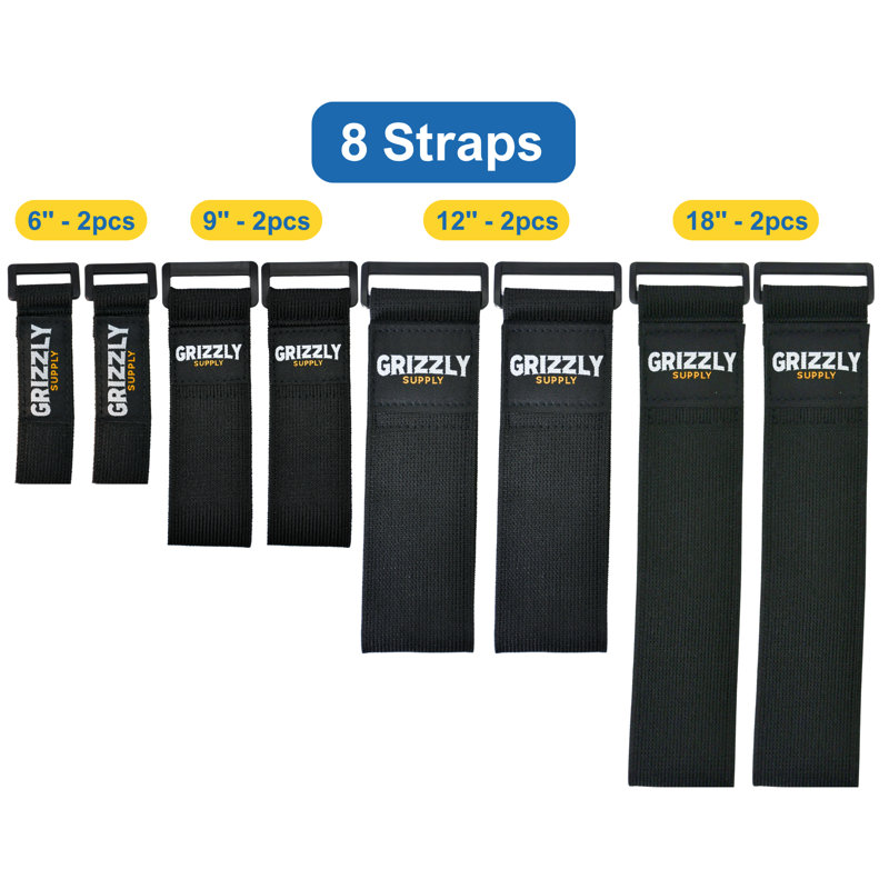 6" (2pc), 9" (2pc), 12" (2pc), 18" (2pc) Hook and Loop Stretch Strap