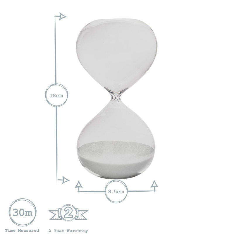 Nicola Spring - Glass Kitchen Sand Timer - Clear, 18cm H x 8.5cm W x 8.5cm D
