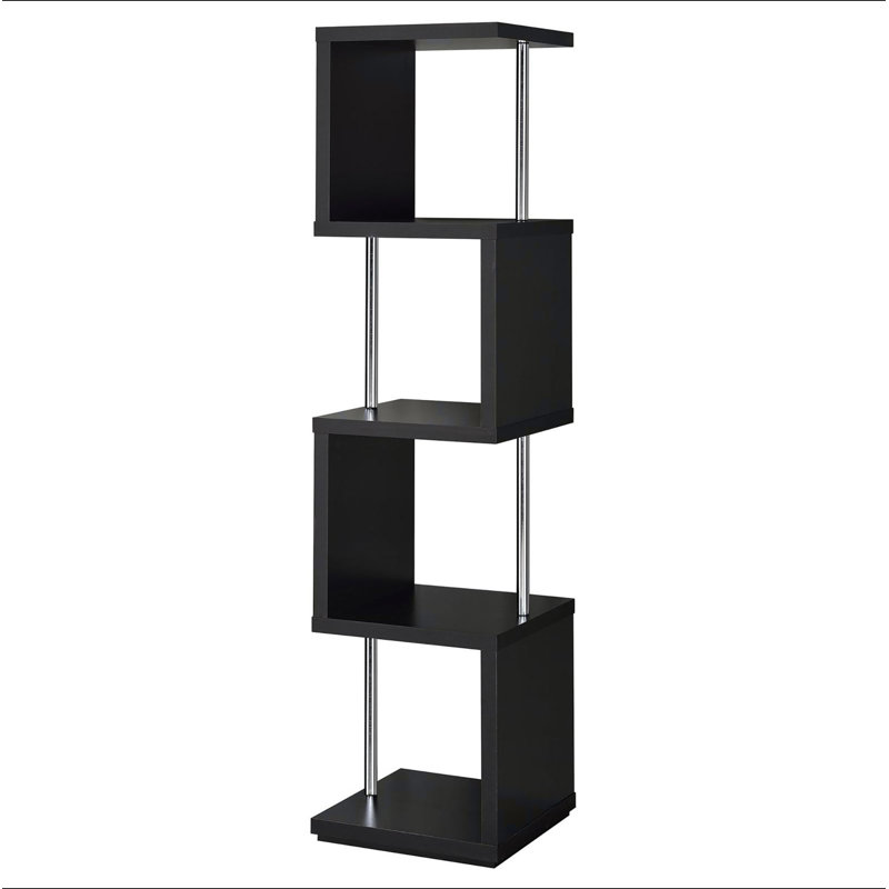 Black and Chrome 4-Tier Bookcase