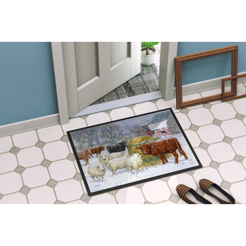 Tapis de porte extérieur anti-dérapants pour vaches et moutons, Rectangle 1 pi 6 po x 2 pi 3 po