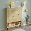 Armoire de rangement pour chaussures avec tiroirs rabattables, range-chaussures autoportant à panneau cannelé-1623181687