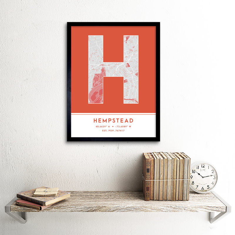 Hempstead City Map Hempstead United States City Map Orange - Single Picture Frame Typography