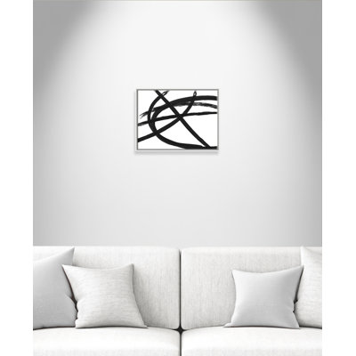 «Brush in Motion - Black III - Floater Frame», reproduction d'art sur toile