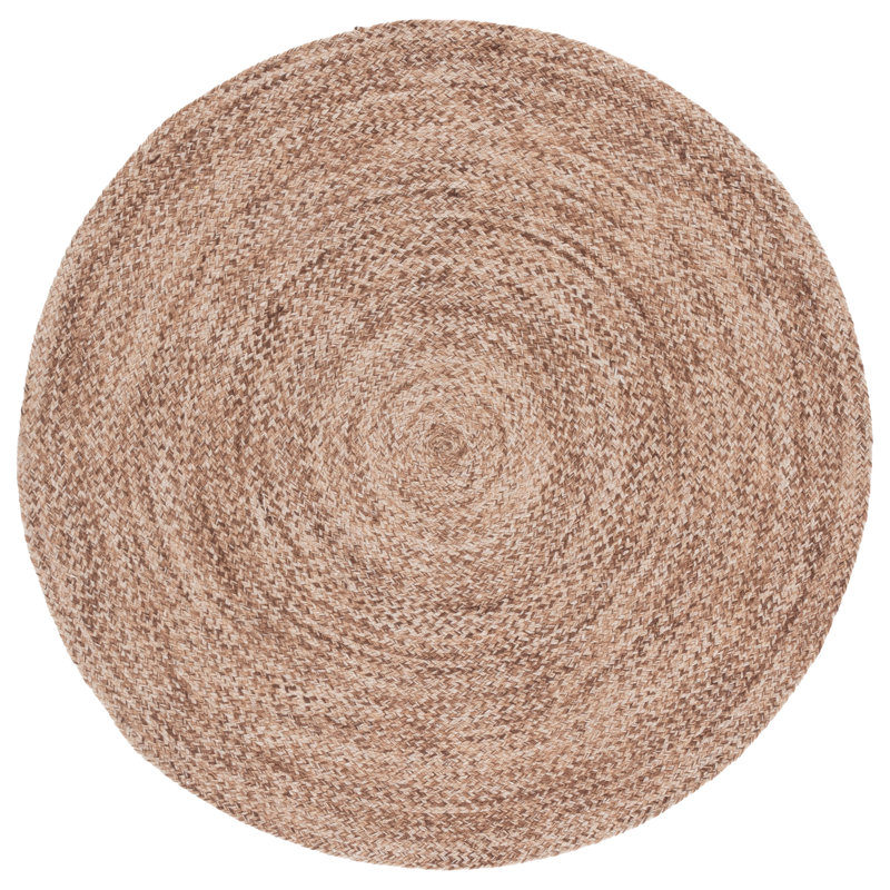 Braided Hand Woven No Pattern Indoor Rug, 5'-0" x 5'-0" Round