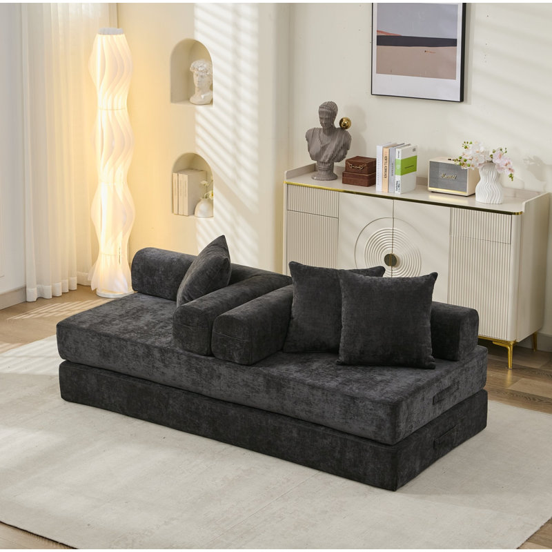 Canapé-lit pliant confortable Comfy, canapé-lit sur pied, canapé sur pied en chenille avec accoudoirs, canapé-lit pour salon