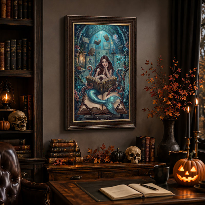 Art mural sur toile, "Mermaid Octopus", H 18 po x l 12 po