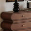 Coiffeuse moderne en bois de style milieu du siècle, table de toilette à 6 tiroirs avec grand bureau, design aux bords arrondis, coiffeuse de chambre, brun noyer