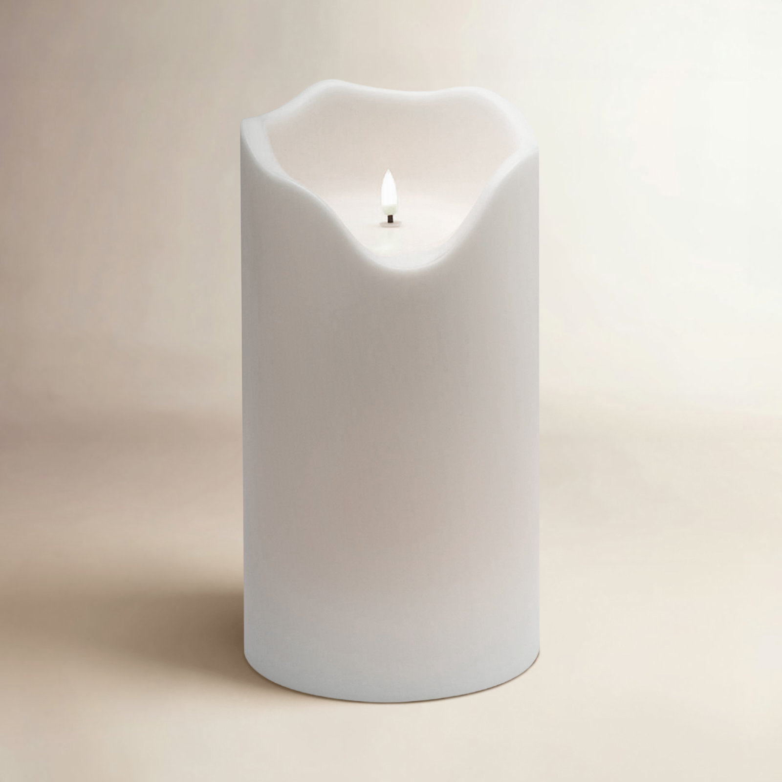 White Flameless Outdoor Candle, Medium 