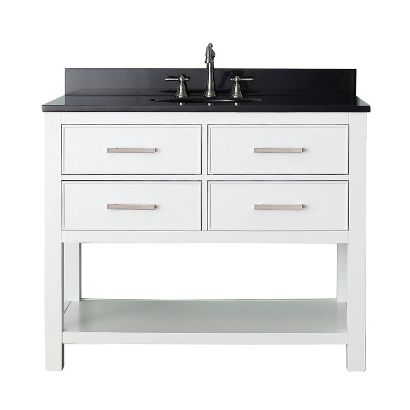 Brooks 43'' W Single Vanity, White, Carrera White Marble