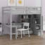 Lit mezzanine avec bureau en L et tiroirs, armoire et escalier de rangement-743351447