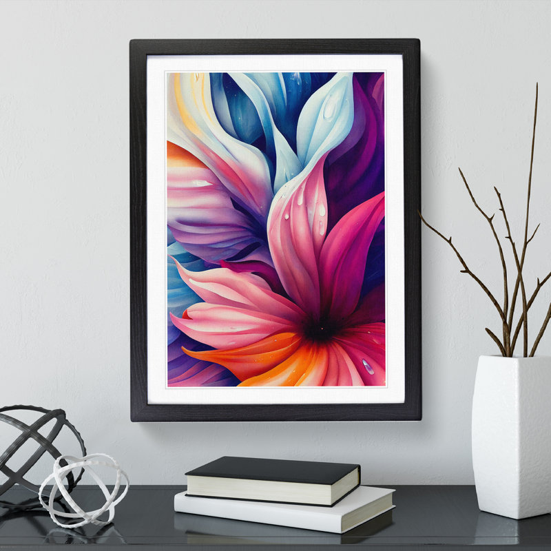 Entrancing Flowers No.2 - Single Picture Frame Print, 64cm H x 46cm W x 2cm D, Black