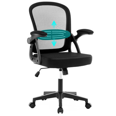 Ergonomic Office Chair, Ergonomic Desk Chair with Adjustable Lumbar Support, Mesh Computer Chair with Comfy Flip-up Armrests, Executive Task Chair for Home Office (Black)