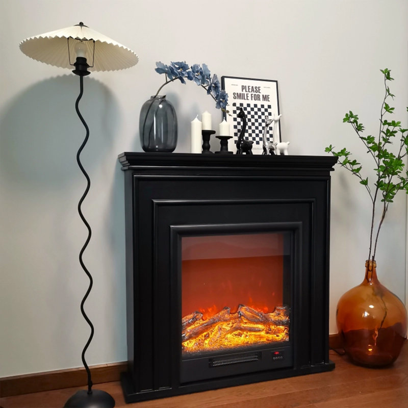Black Manufactured Wood Electric Fireplace, 39.37" H x 39.37" W x 10.63" D