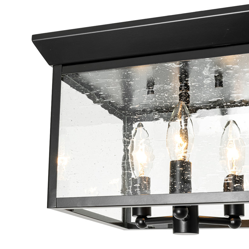 Plafonnier encastré carré en verre grainé à 3 lumières 11,47 po
