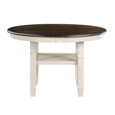Dezmund and Antique Finish 1pc Dining Table with Display Shelf Transitional Style Furniture