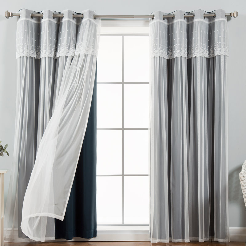Paire de rideaux obscurcissant et isolant avec œillets Crenshaw, Bleu marine, L 52 po x H 96 po
