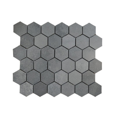 Dark Grey Basalt 2" Hexagon Mosaic