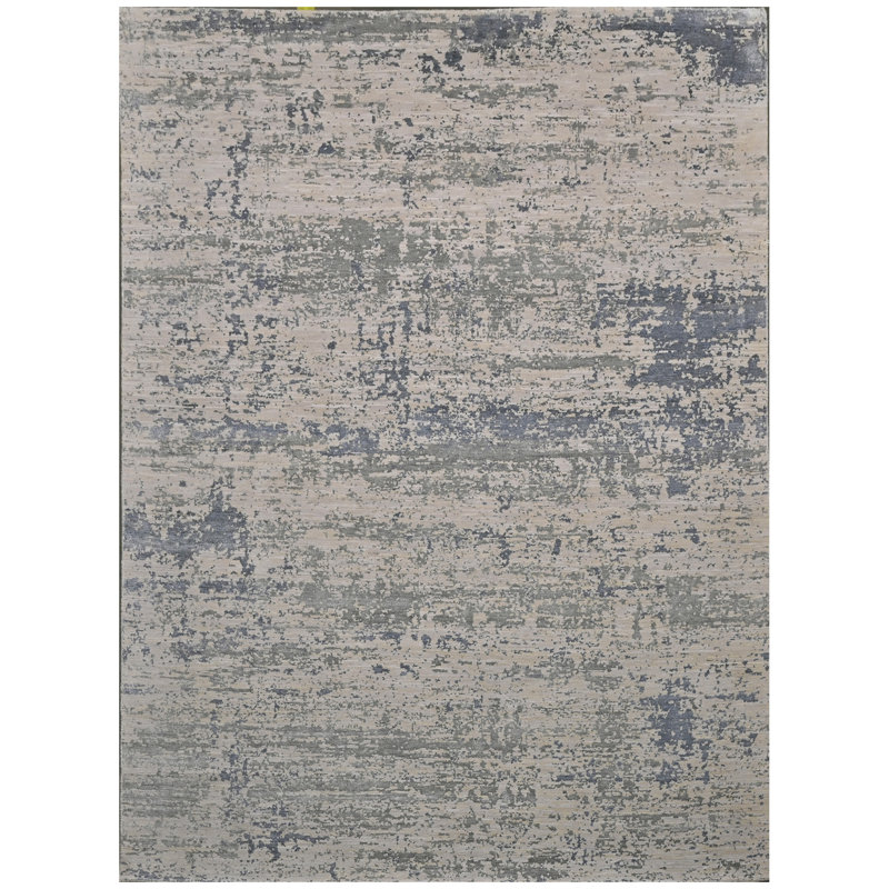 High-Quality Hand-Knotted Silver And Black Area Rug