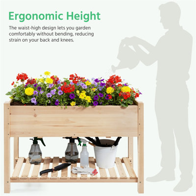 Colyt Fir Wood 2-Tier Raised Garden Bed with Drainage Holes