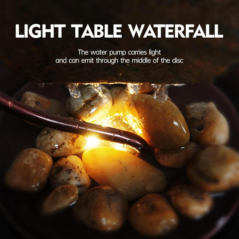 Tabletop Buddha & Lotus Waterfall Fountain With LED Light Perfect For Zen Home & Office Decor