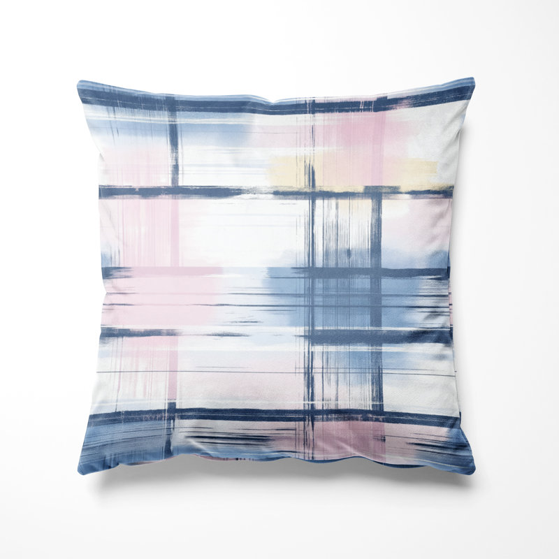 Coussin Modern Modern - coussin imprimé à carreaux rose clair Horizon pour le salon, H 18 po x l 18 po