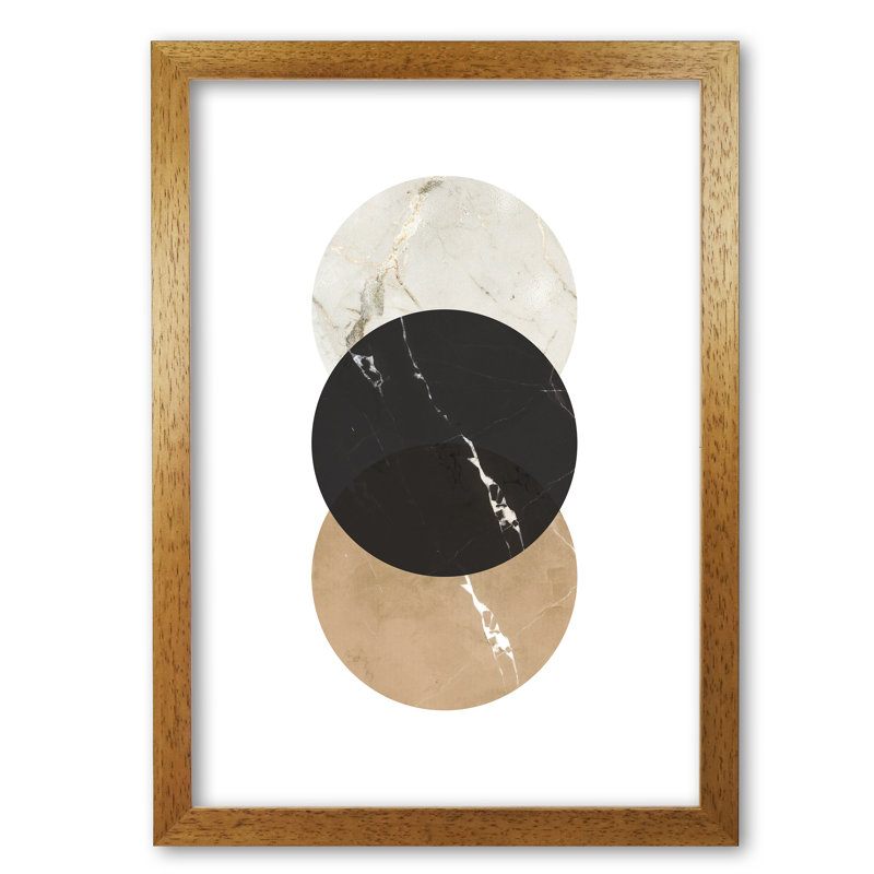 Gold, Beige And Black Marble Abstract Circles - Print, No Frame, 85 cm H x 60 cm W x 1 cm D