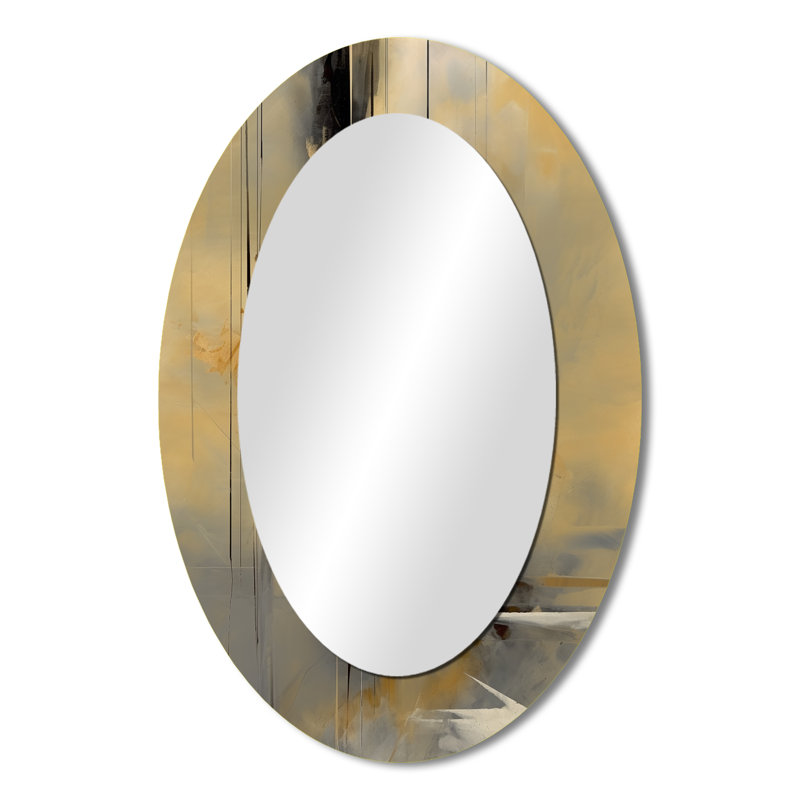 Décoration murale jaune et gris au-delà de la toile IV - miroir ovale jaune, 36" x 24"