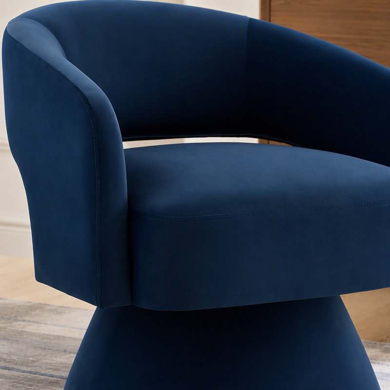 Fauteuil demi-tonneau pivotant de 27,5 po Nevile, Velours marine