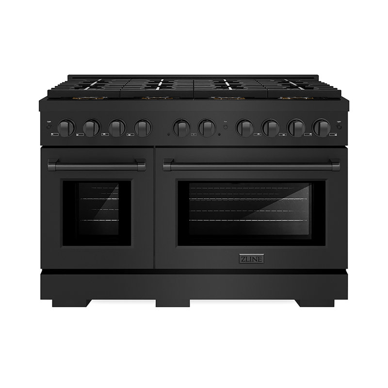 ZLINE 48 in. Paramount Dual Fuel Range with 8 Burner DuoPro Cooktop & Dual Ovens in Stainless Steel, Black Stainless Steel