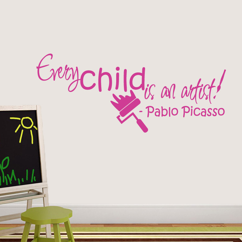 Décalcomanie murale chaque enfant est un artiste, Rose vif