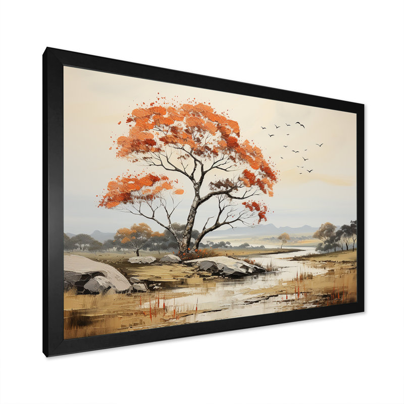 «Earthy Tones Majestic Baobab Tree», reproduction sur toile, Cadre photo noir simple, H 16 po x l 32 po x P 1 po