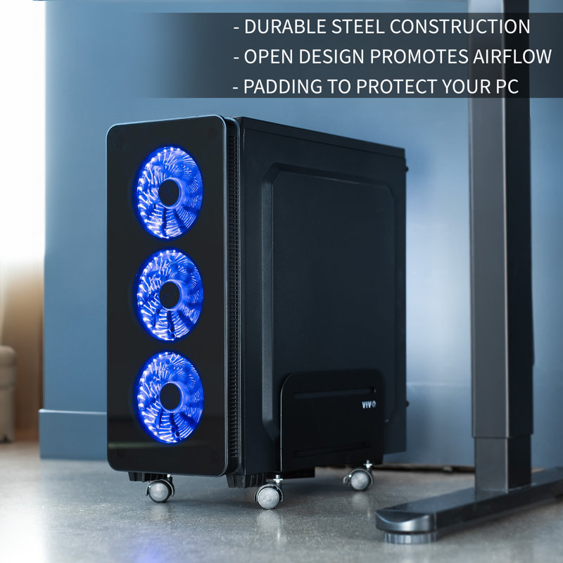 Matte Black Adjustable Steel Desktop System Cart