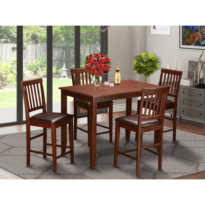 Farview 5 - Piece Counter Height Rubberwood Solid Wood Dining Set