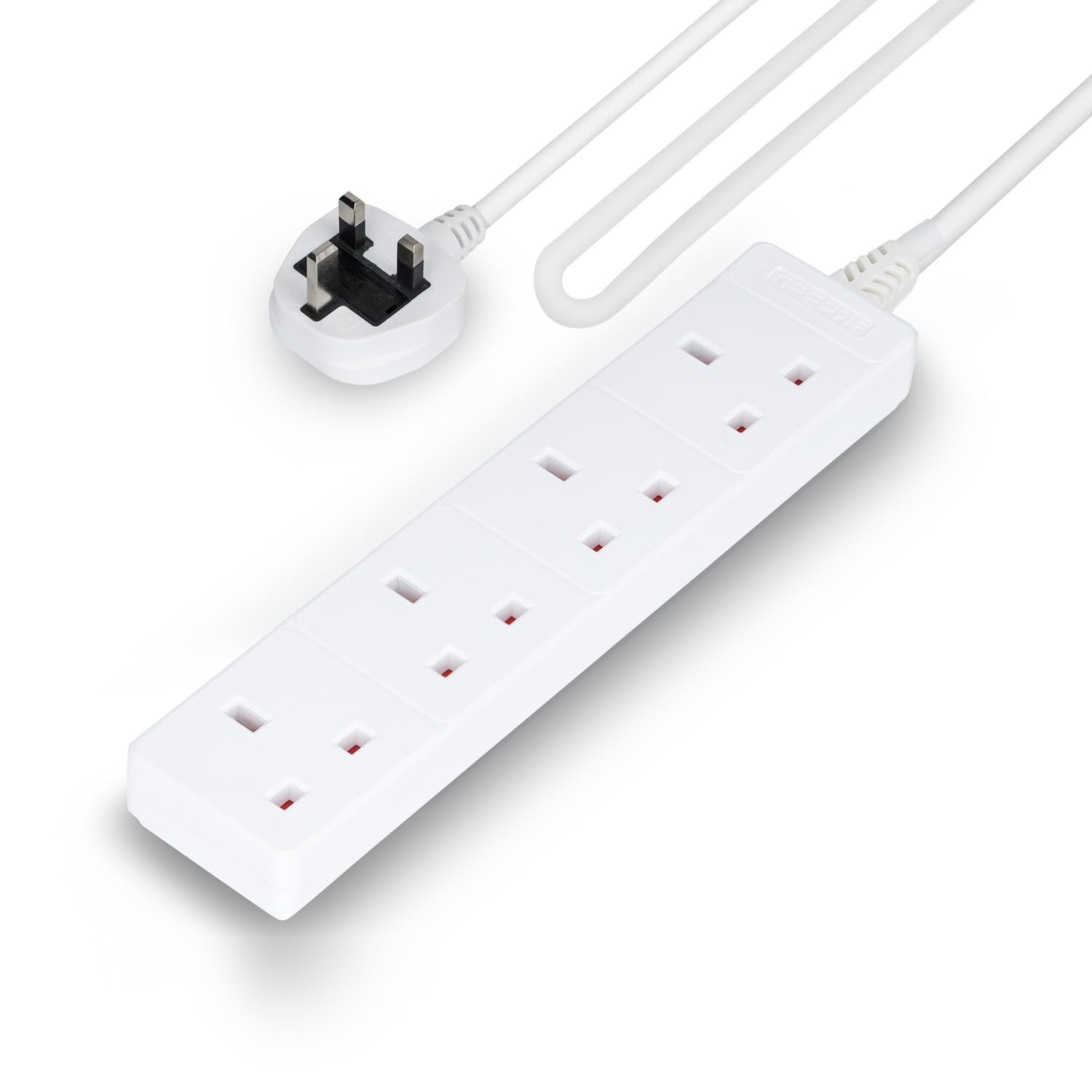GEEPAS 4 Gang Extension Lead, 2M Cable | 4-Way Plug Extension Cable ...