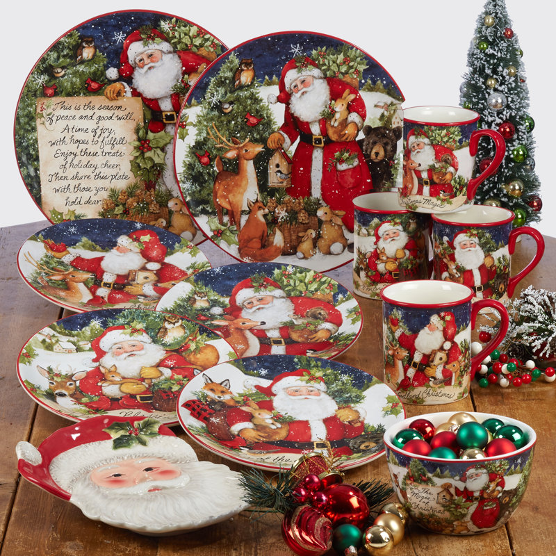 Ensemble de 4 assiettes à dessert certifiées International Magic of Christmas Santa