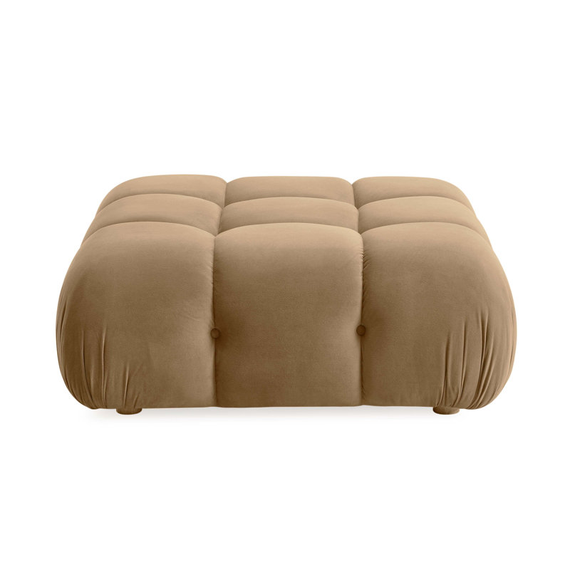 Brown Velvet Tufted Modular Ottoman with Solid Wood Frame