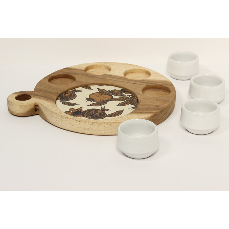 Ensemble de 4 plateaux blancs en bois Mezcalero et grenade