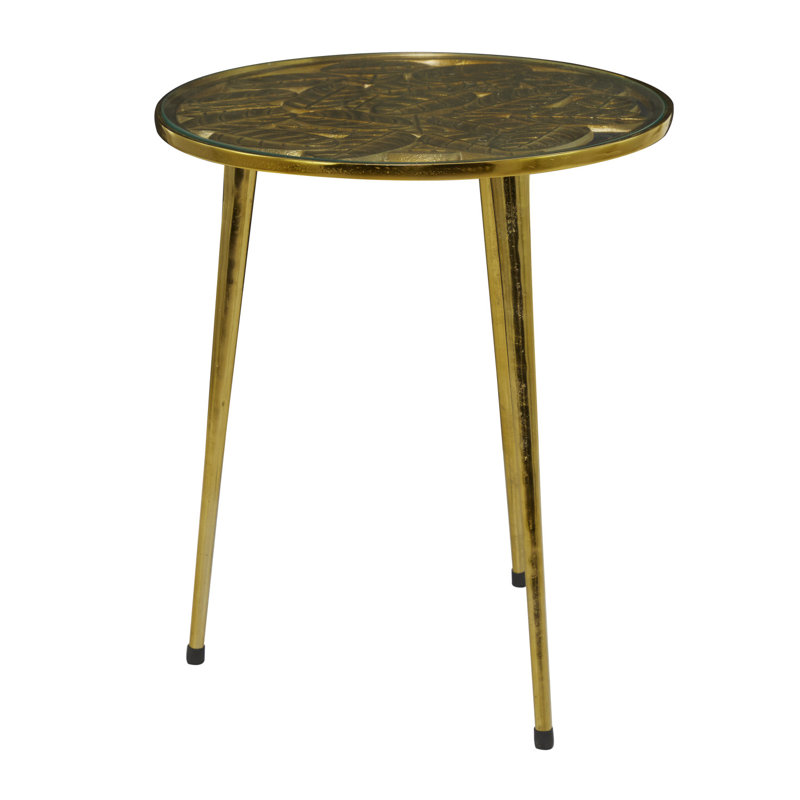 Ellyot Glass Top End Table, Gold